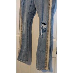 Pilcro Slim Boyfriend Bootleg Jeans size 27 Light Wash Distressed Velvet y2k